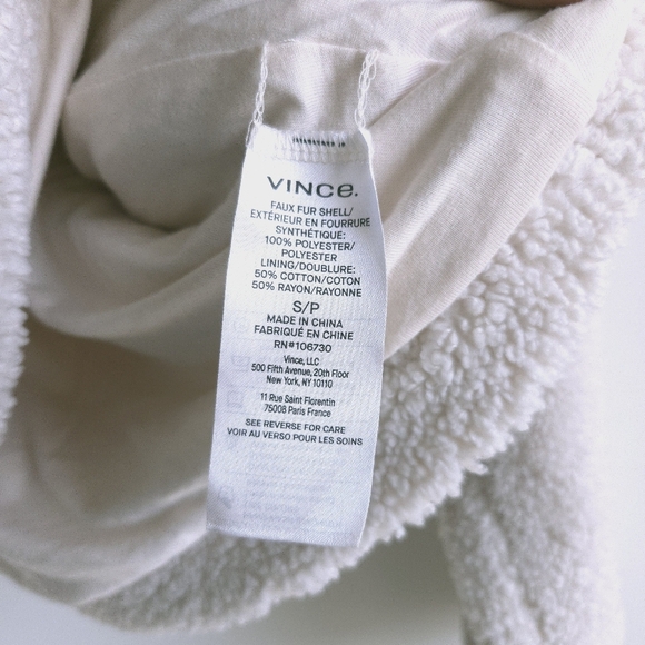 Vince Faux Sherpa Ivory Pullover Hoodie Sweatshirt - Picture 5 of 6